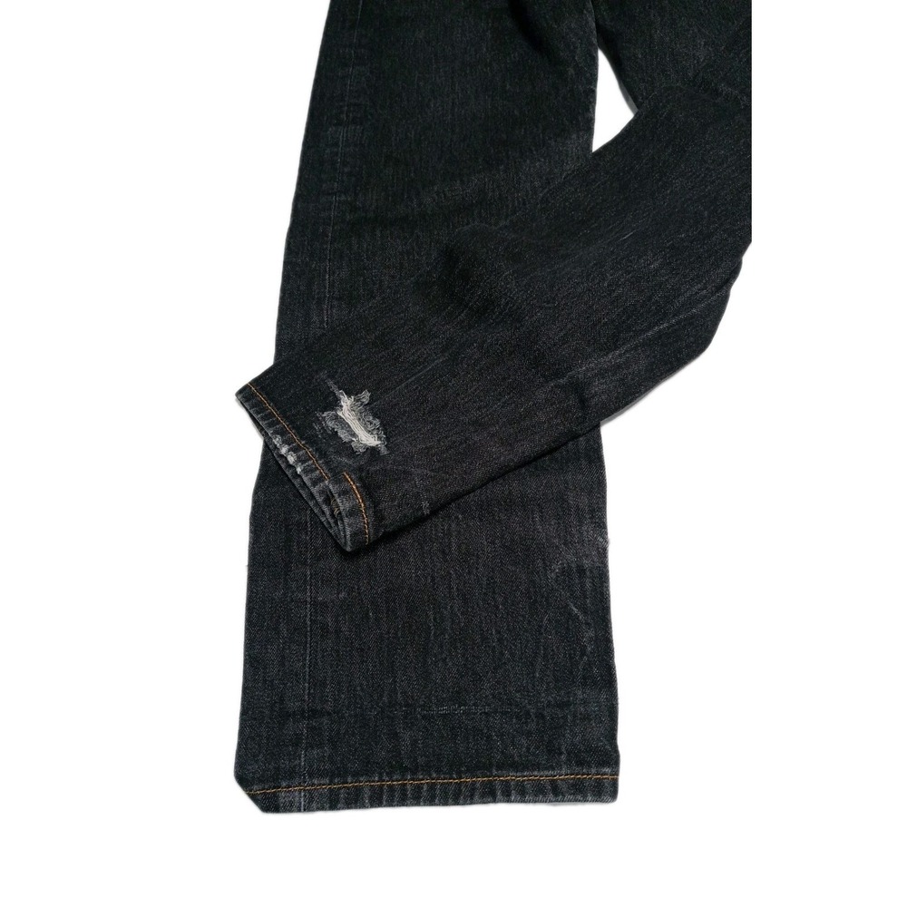 Levi'sโ 501 Jeans Mens 34x32 Black Button Fly Straight Distressed Denim - Picture 9 of 14